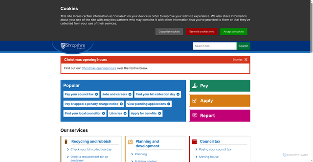 Security scan screenshot of https://next.shropshire.gov.uk/