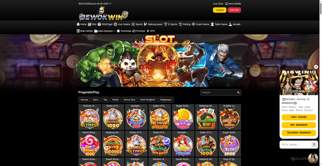 Security scan screenshot of https://ads7-bewokwin.com/desktop/game/slot/pragmaticplay