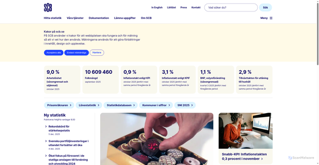 Security scan screenshot of https://www.scb.se/