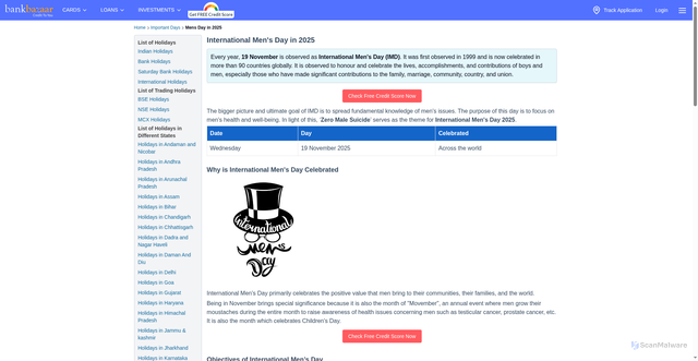 Security scan screenshot of https://www.bankbazaar.com/important-days/international-mens-day.html