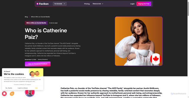 Security scan screenshot of https://www.favikon.com/blog/who-is-catherine-paiz