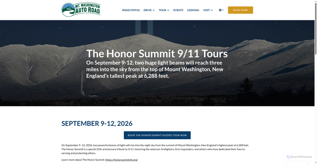 Security scan screenshot of https://mt-washington.com/honor-the-summit/