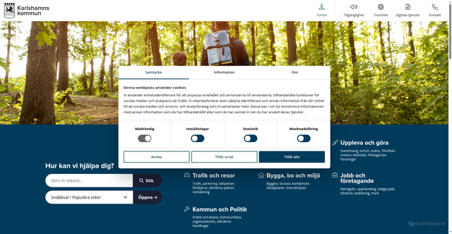 Security scan screenshot of http://www.karlshamn.se