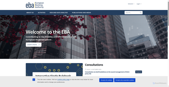 Security scan screenshot of https://www.eba.europa.eu/homepage
