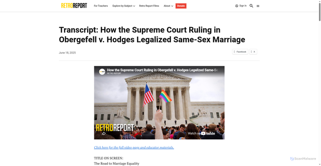 Security scan screenshot of https://retroreport.org/transcript/how-the-supreme-court-ruling-in-obergefell-v-hodges-legalized-same-sex-marriage/