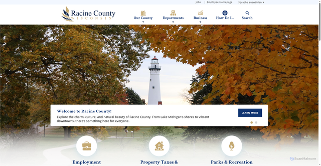 Security scan screenshot of https://racinecounty.com