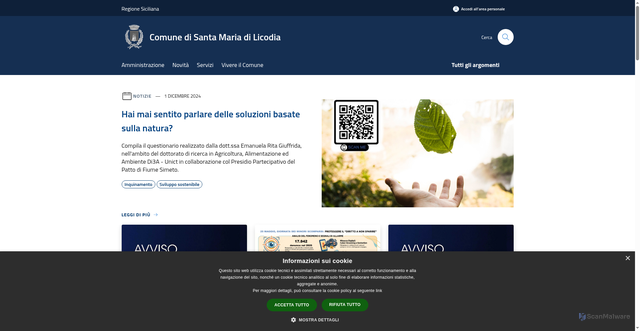 Security scan screenshot of https://www.comune.santamariadilicodia.ct.it