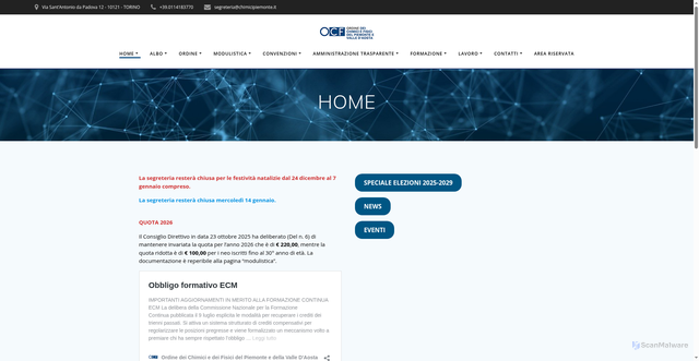 Security scan screenshot of https://www.chimicipiemonte.it/