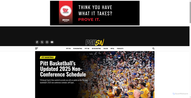 Security scan screenshot of https://pittsburghsportsnow.com/pitt-basketball/