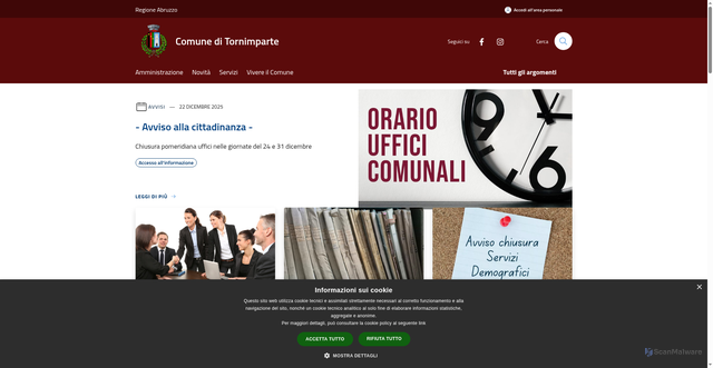 Security scan screenshot of https://www.comune.tornimparte.aq.it/it