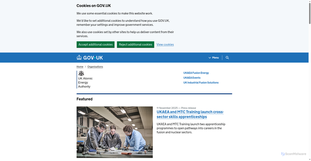 Security scan screenshot of https://www.gov.uk/government/organisations/uk-atomic-energy-authority
