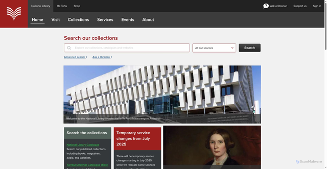 Security scan screenshot of http://www.natlib.govt.nz/