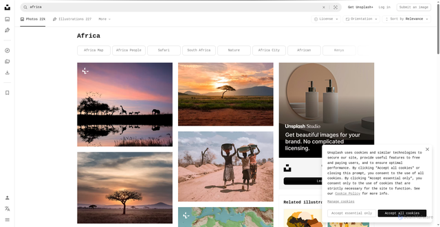 Security scan screenshot of https://unsplash.com/s/photos/africa