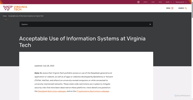 Security scan screenshot of https://lib.vt.edu