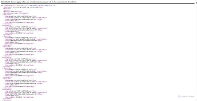 Security scan screenshot of https://reece-external-product-img-store-prod.s3.amazonaws.com