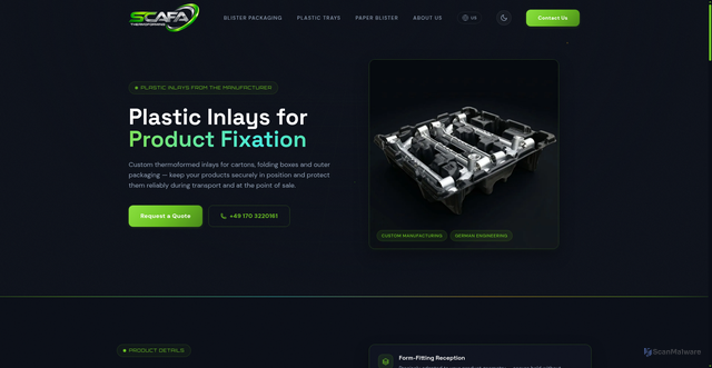 Security scan screenshot of https://blisterpackaging-usa.com/plastic-inlays/