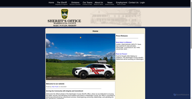 Security scan screenshot of https://washingtoncountysheriffvt.gov/
