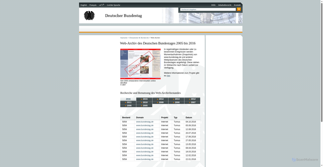 Security scan screenshot of https://webarchiv.bundestag.de