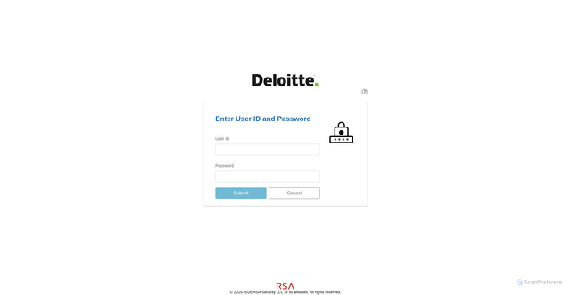 Security scan screenshot of https://deloitte-us.auth.securid.com