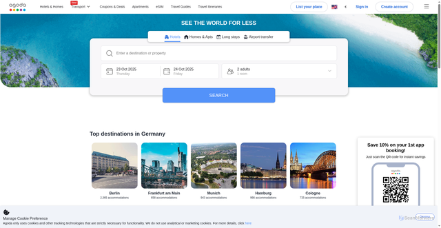 Security scan screenshot of https://www.agoda.com/