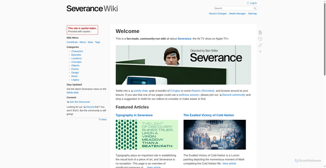 Security scan screenshot of https://www.severance.wiki/