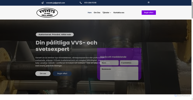 Security scan screenshot of https://vvsvets.se