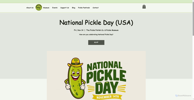 Security scan screenshot of https://www.thepicklefetishco.com/event-details/national-pickle-day-usa