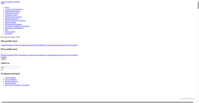 Security scan screenshot of https://www.fera.camcom.it/