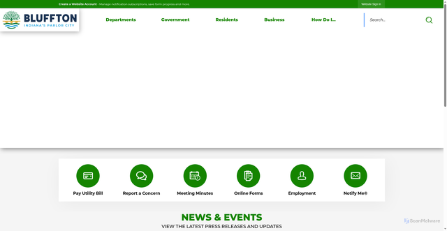 Security scan screenshot of https://blufftonindiana.gov/