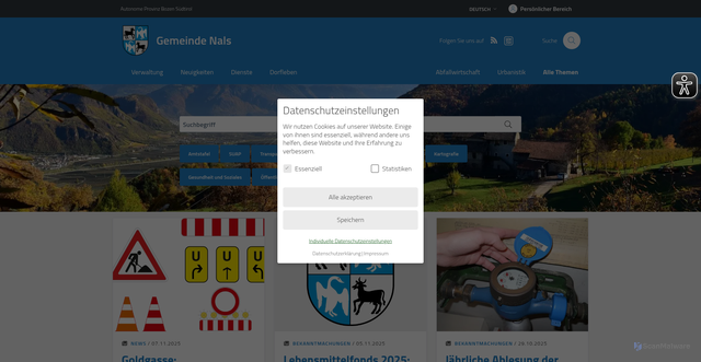 Security scan screenshot of https://www.nalles.eu/de