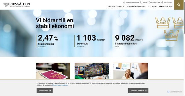 Security scan screenshot of https://www.riksgalden.se/