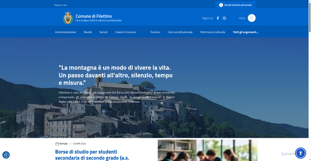 Security scan screenshot of https://comune.filettino.fr.it/