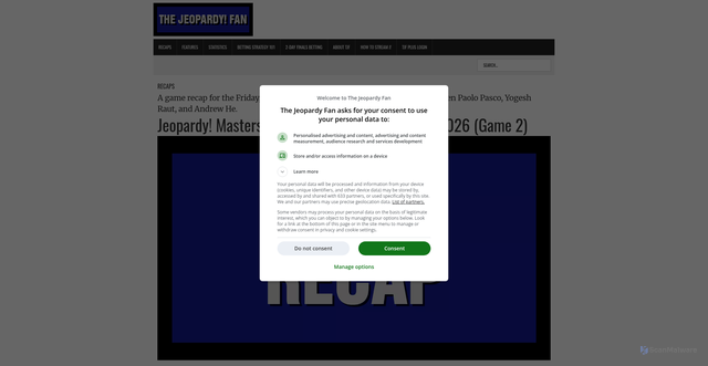 Security scan screenshot of https://www.thejeopardyfan.com/recaps/jeopardy-masters-recap-friday-september-4-2026-game-2/413808