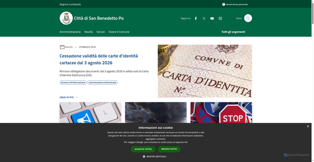 Security scan screenshot of https://www.comune.san-benedetto-po.mn.it