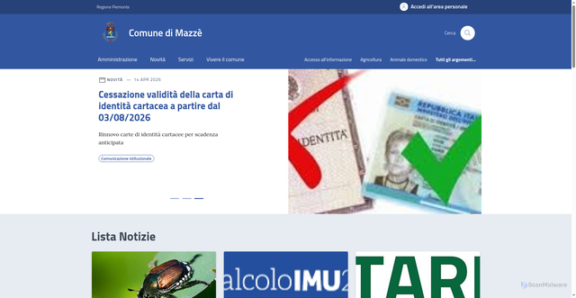 Security scan screenshot of https://www.comune.mazze.to.it