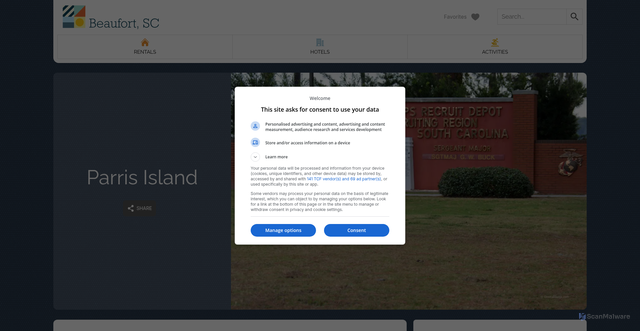 Security scan screenshot of https://www.beaufort-sc.com/parris-island.html