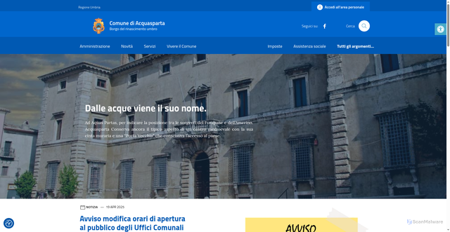 Security scan screenshot of https://comune.acquasparta.tr.it/
