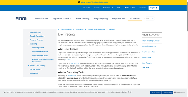Security scan screenshot of https://www.finra.org/investors/investing/investment-products/stocks/day-trading