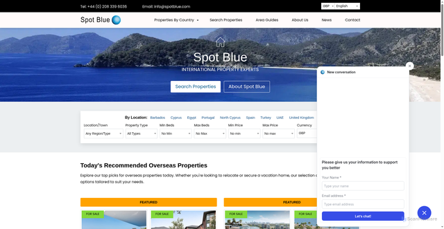 Security scan screenshot of https://www.spotblue.com
