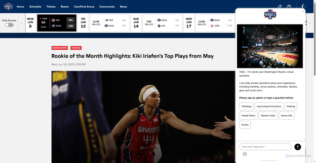 Security scan screenshot of https://mystics.wnba.com/video/rookie-of-the-month-highlights-kiki-iriafens-top-plays-from-may