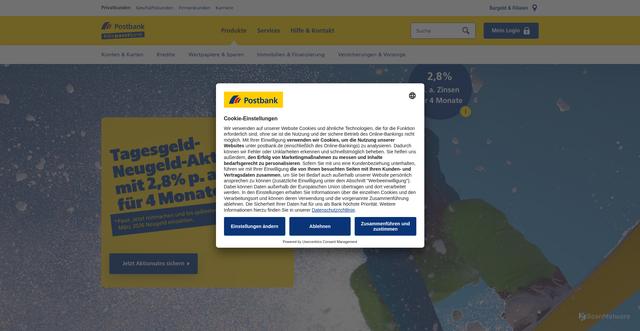 Security scan screenshot of https://postbank.de