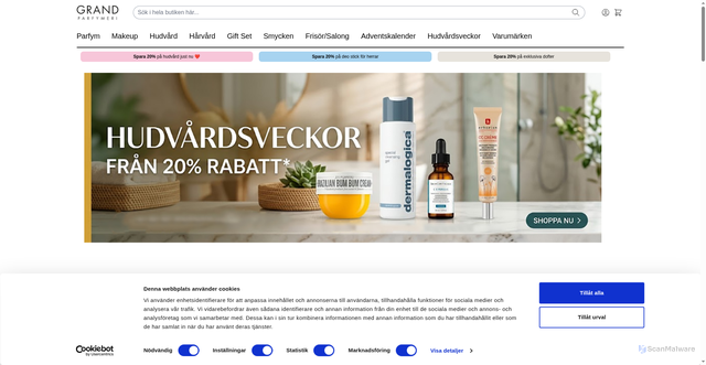 Security scan screenshot of https://grandparfymeri.se