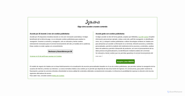 Security scan screenshot of https://xataka.com