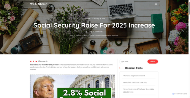 Security scan screenshot of https://weixjohnson.pages.dev/keci-social-security-raise-for-2025-increase-etgct/