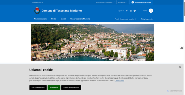 Security scan screenshot of https://www.comune.toscolanomaderno.bs.it/