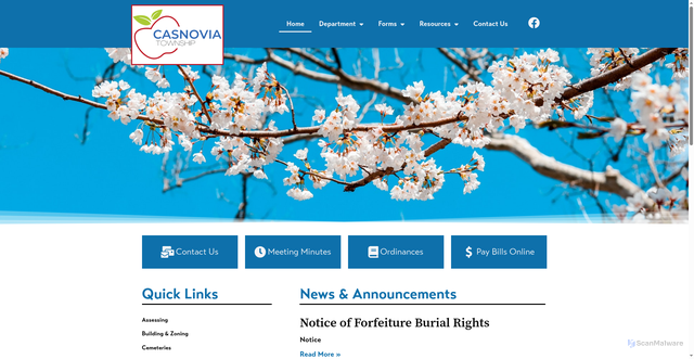 Security scan screenshot of https://casnoviatownshipmi.gov/