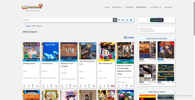 Security scan screenshot of https://cdromance.org/sega_saturn_isos/