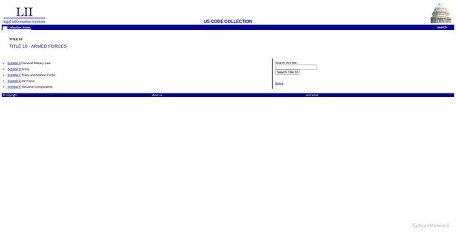 Security scan screenshot of https://www.thecre.com/fedlaw/legal22/uscode10.htm