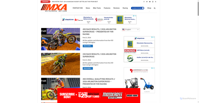 Security scan screenshot of https://motocrossactionmag.com