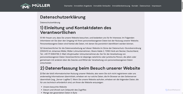 Security scan screenshot of https://mueller-immowelt.de/datenschutz-mueller-immowelt/